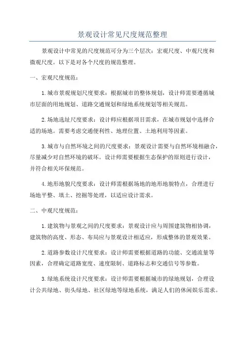 景观设计常见尺度规范整理