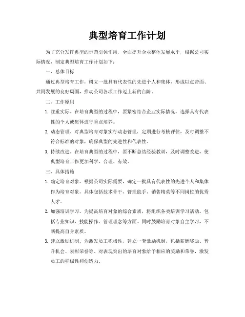 典型培育工作计划
