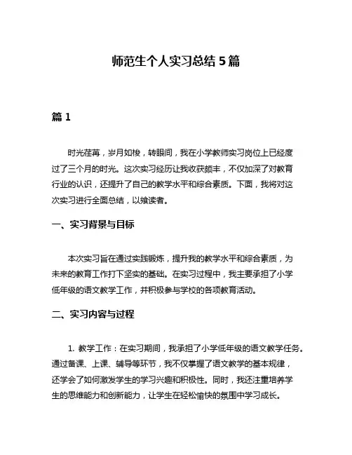 师范生个人实习总结5篇