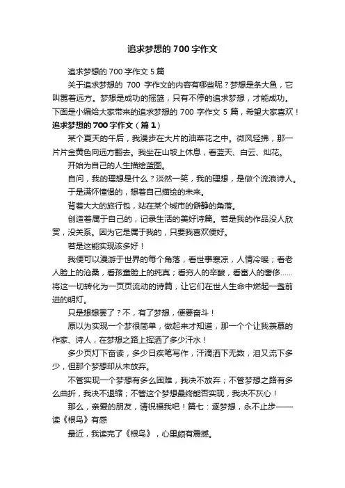 追求梦想的700字作文5篇