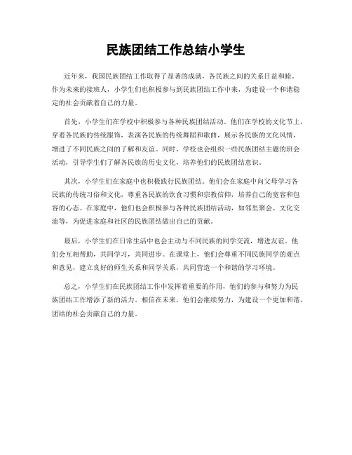 民族团结工作总结小学生