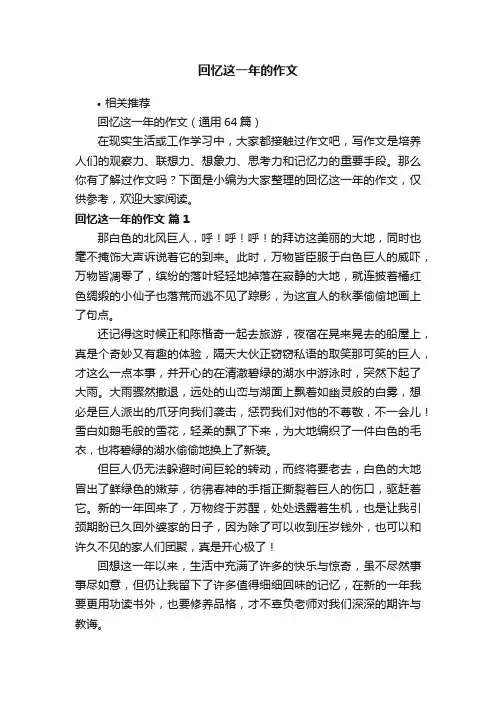 回忆这一年的作文