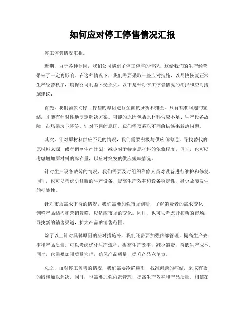 如何应对停工停售情况汇报