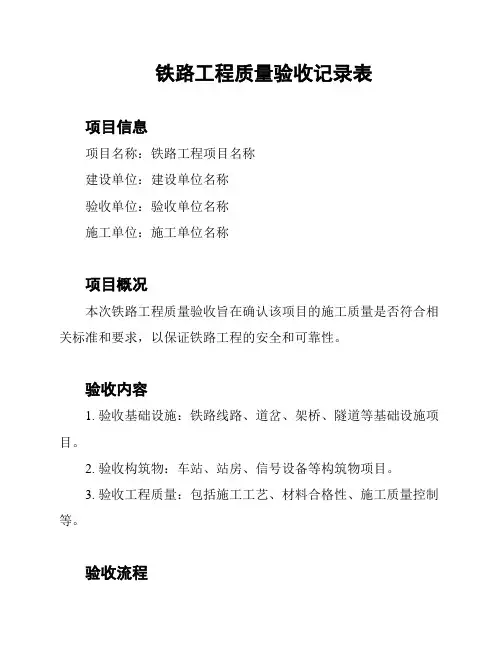 铁路工程质量验收记录表