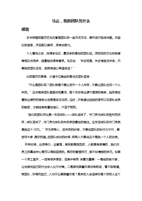 马云,我的团队凭什么