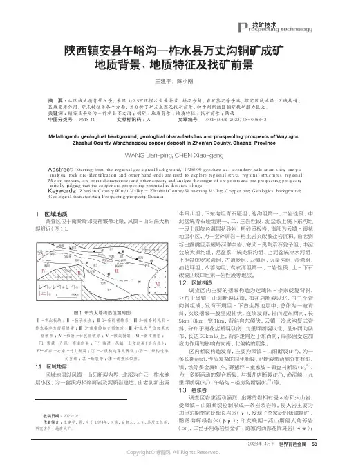 219529150_陕西镇安县午峪沟—柞水县万丈沟铜矿成矿地质背景、地质特征及找矿前景