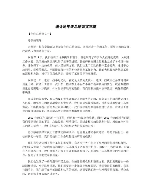 统计局年终总结范文三篇