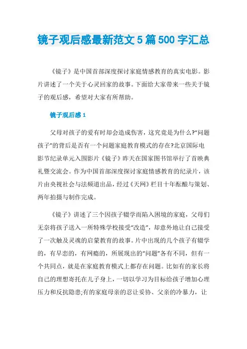 镜子观后感最新范文5篇500字汇总