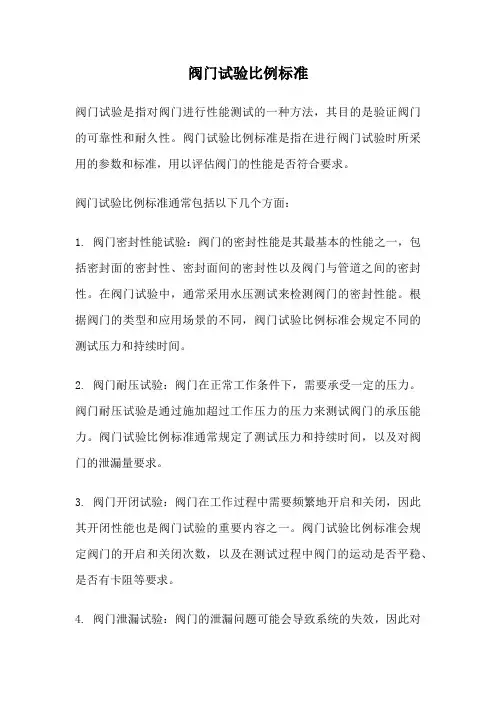 阀门试验比例标准