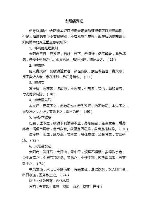 太阳病变证