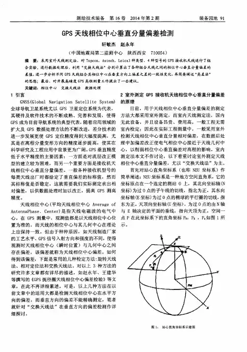 GPS天线相位中心垂直分量偏差检测