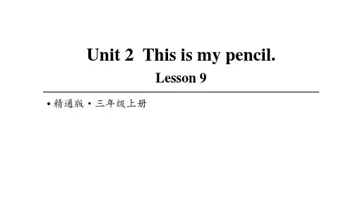 三年级英语上册(人教精通版)Unit 2 This is my pencil Lesson 9课件