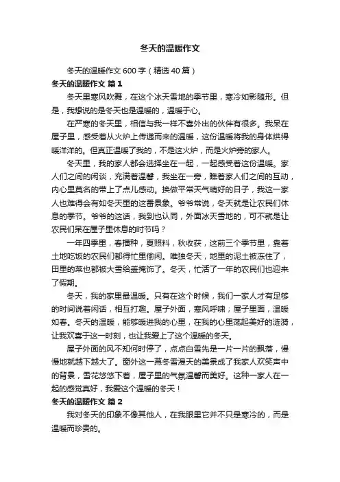 冬天的温暖作文600字（精选40篇）