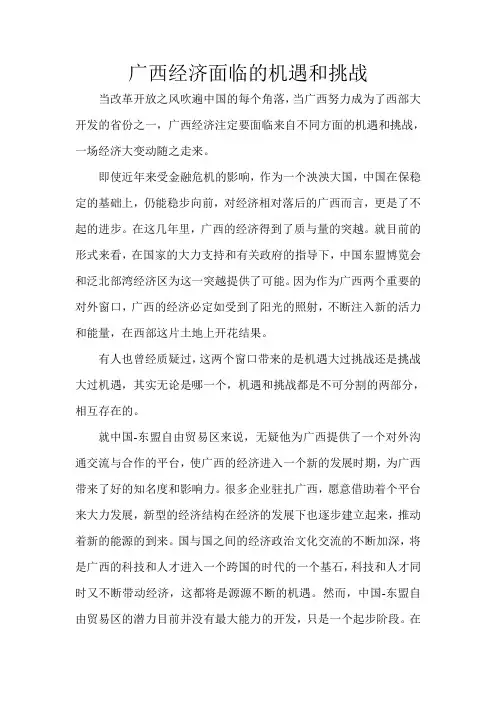 广西经济面临的机遇和挑战