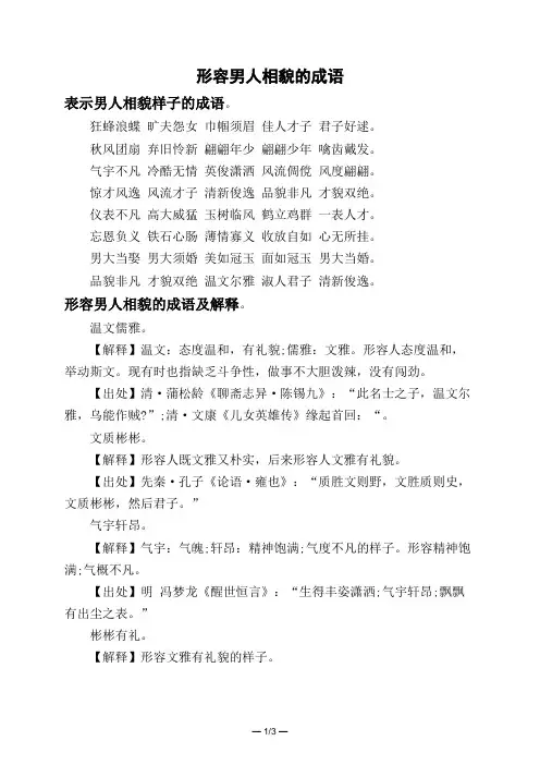 形容男人相貌的成语