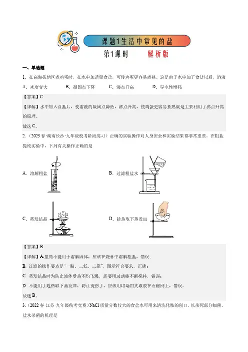 11.1.1生活中常见的盐(1)-2022-2023学年九年级化学下册(人教版)