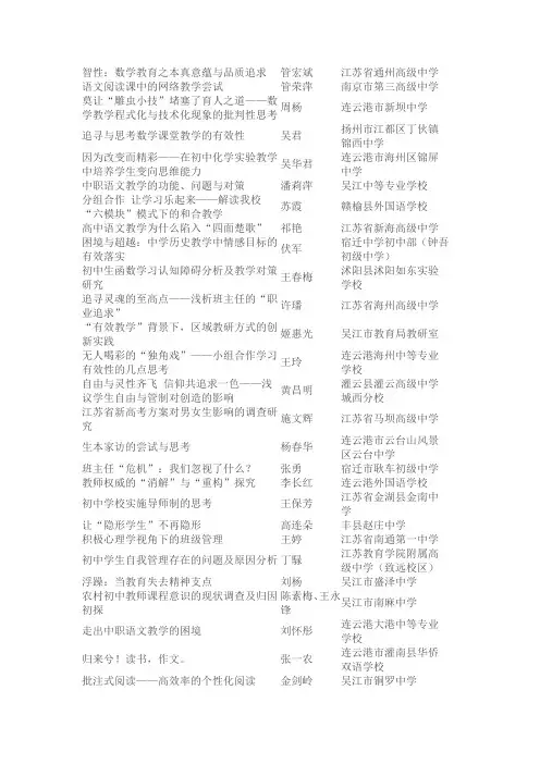 论文选题标题