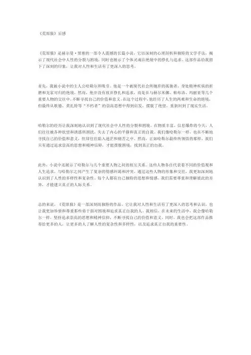 《荒原狼》的读后感