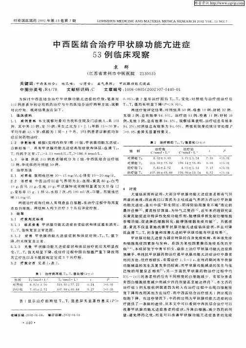 中西医结合治疗甲状腺功能亢进症53例临床观察