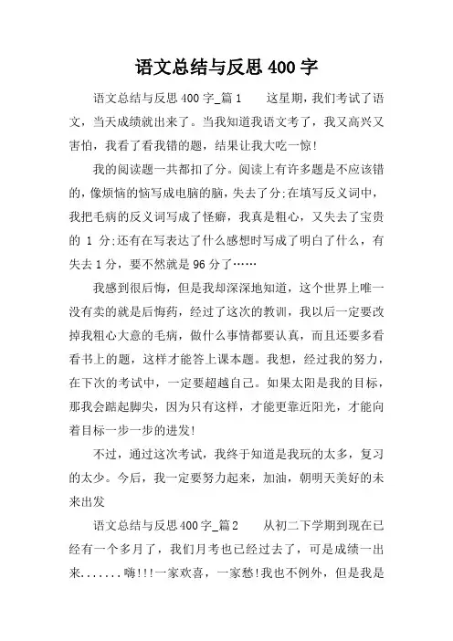 语文总结与反思400字