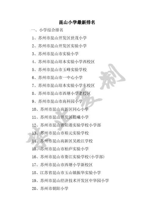 昆山小学最新排名