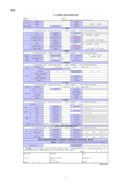 个人所得税专项附加扣除信息表及填表说明