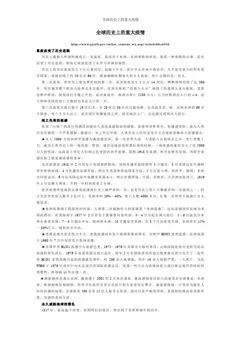 全球历史上的重大疫情