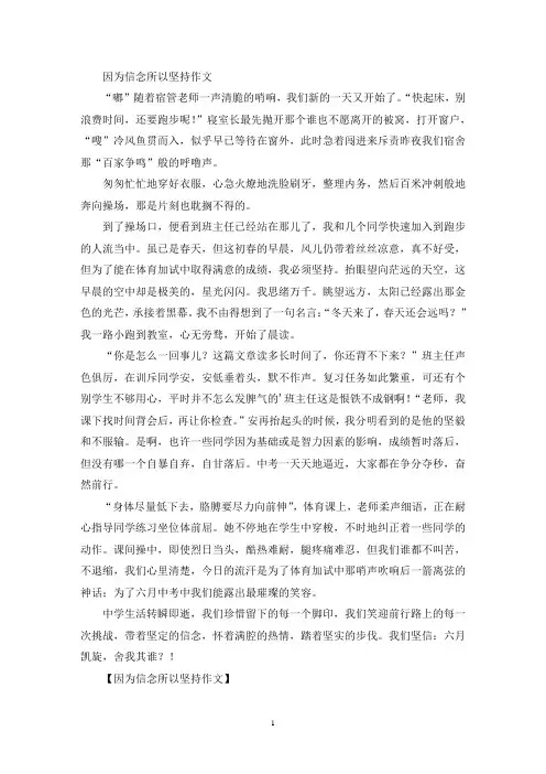 因为信念所以坚持作文(精选)