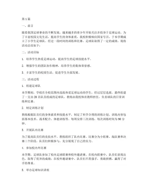 小学生足球队活动总结(3篇)