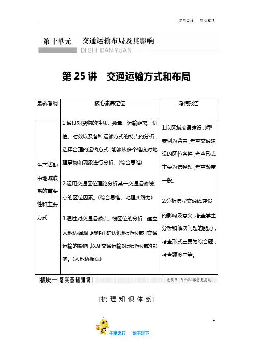人教版高中地理总复习第25讲第十单元  交通运输布局及其影响