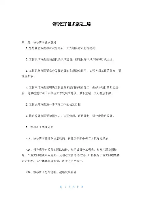 领导班子征求意见三篇