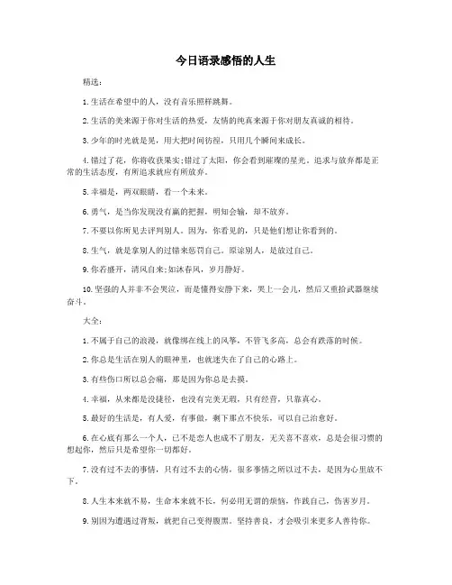 今日语录感悟的人生