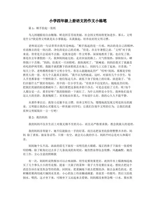 小学四年级上册语文的作文小练笔