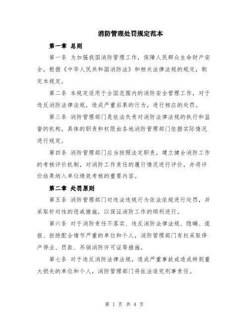 消防管理处罚规定范本