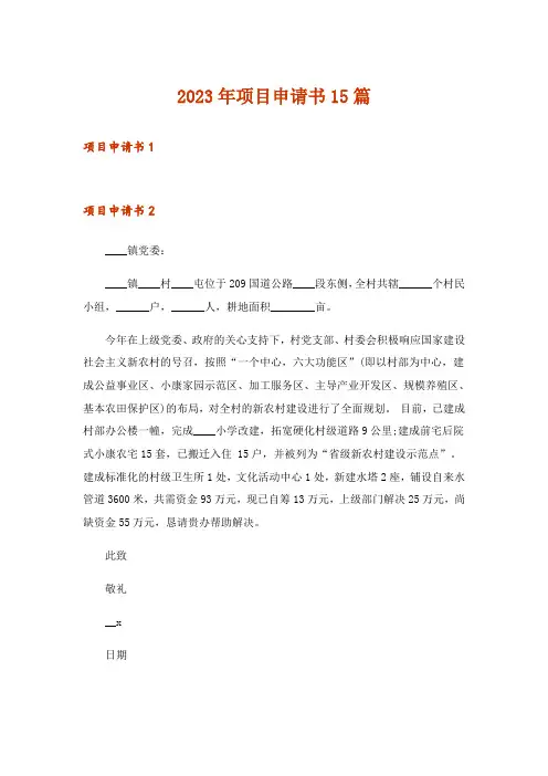 2023年项目申请书15篇_3