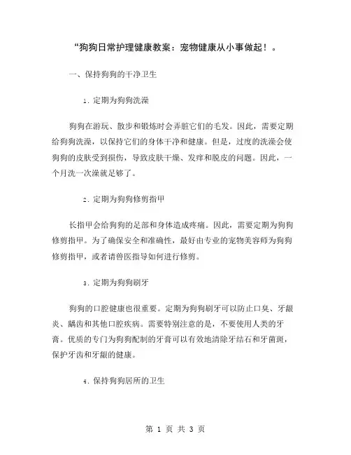 “狗狗日常护理健康教案：宠物健康从小事做起!