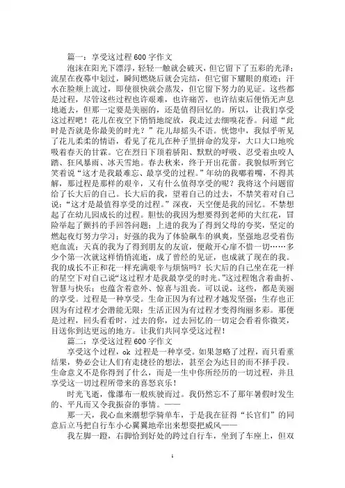 最新享受这过程600字作文5篇