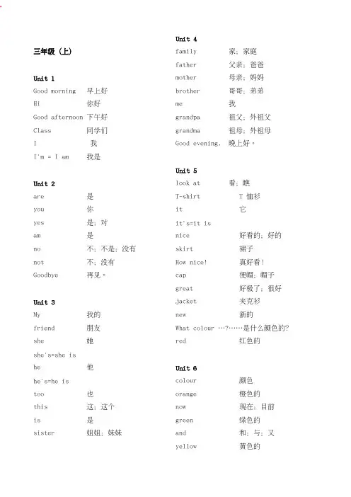苏教版小学英语单词汇总-译林版----3～6年级
