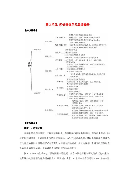 七年级道德与法治上册第三单元师长情谊练习含解析新人教版