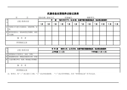游标卡尺定期保养点检记录表