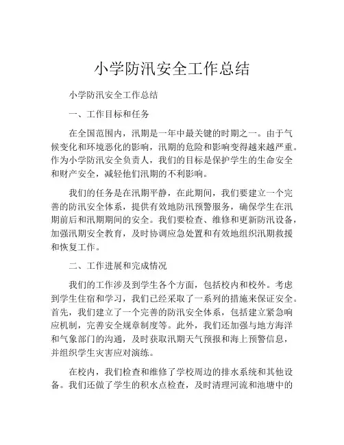 小学防汛安全工作总结