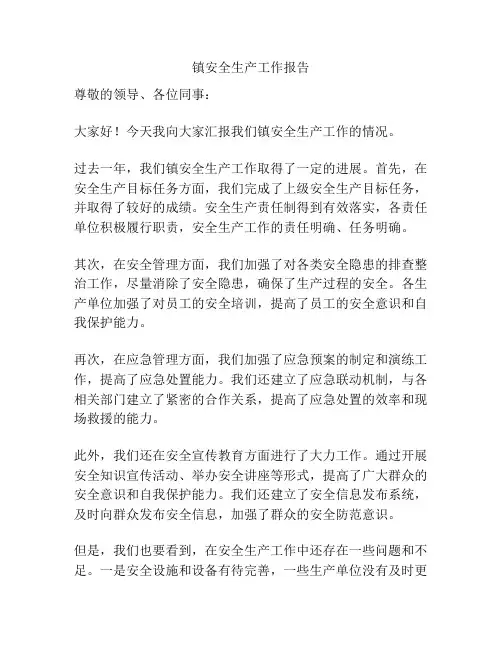 镇安全生产工作报告
