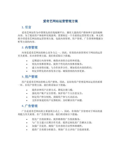 爱奇艺网站运营管理方案