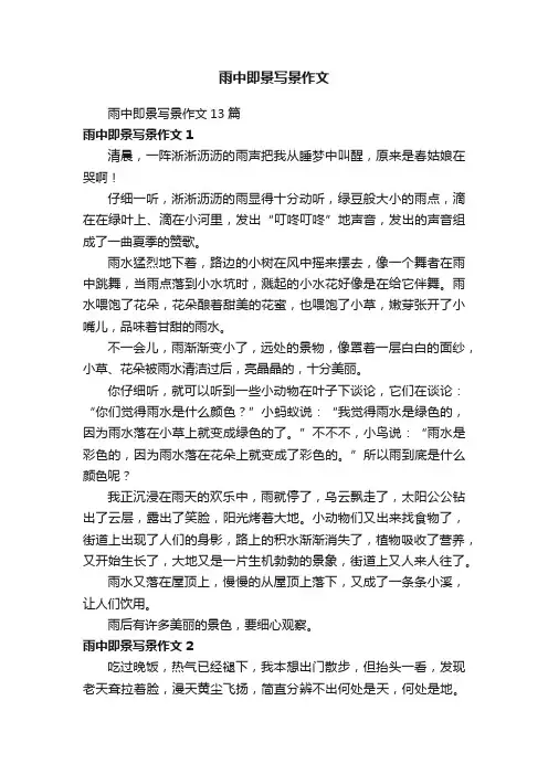 雨中即景写景作文13篇