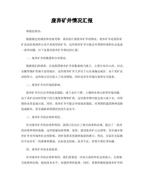 废弃矿井情况汇报