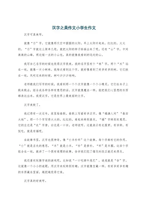汉字之美作文小学生作文