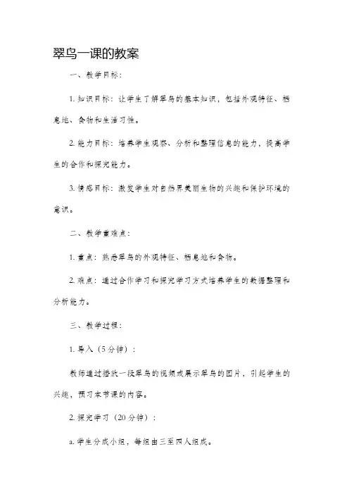 翠鸟一课的市公开课获奖教案省名师优质课赛课一等奖教案