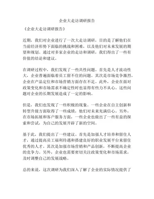 企业大走访调研报告
