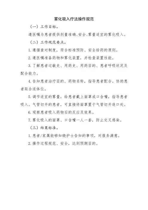 雾化吸入疗法操作规范(标准版)