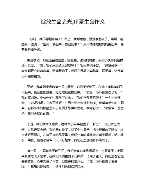 绽放生命之光,珍爱生命作文